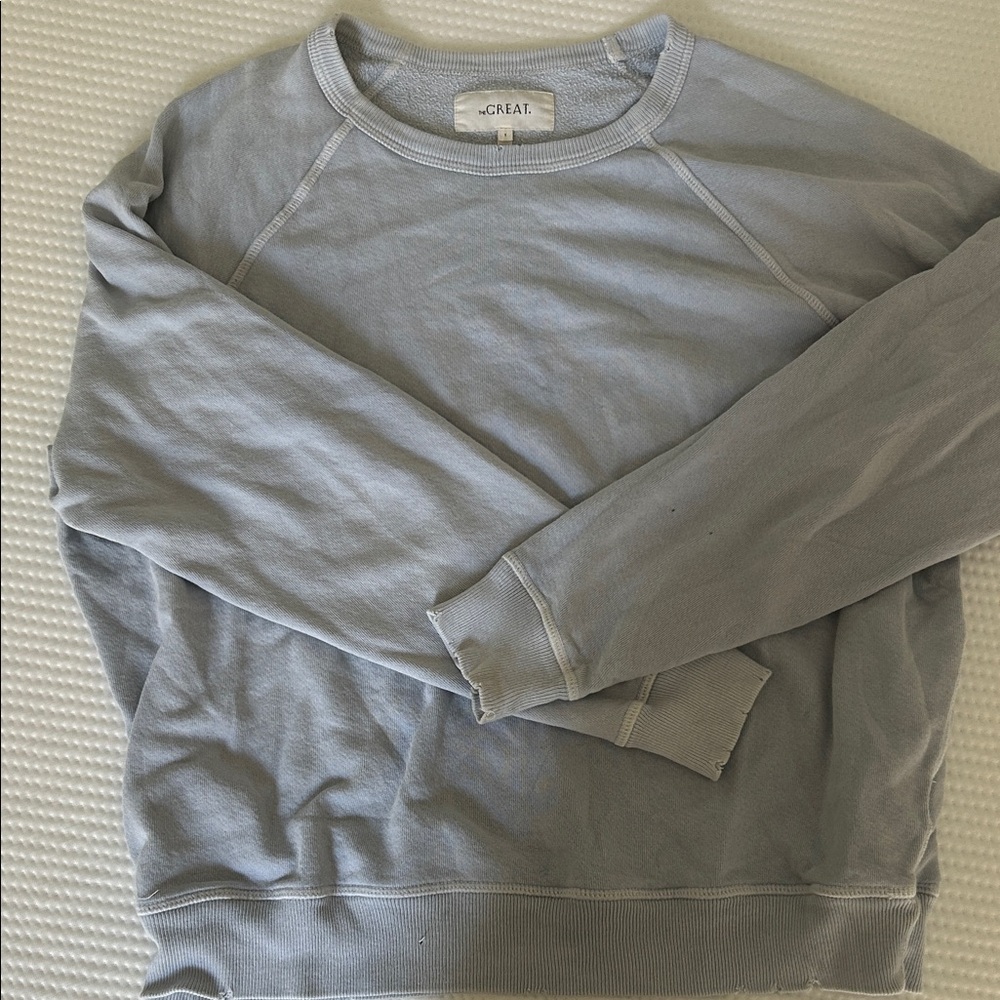 THE GREAT. Light Blue Crewneck Sweatshirt